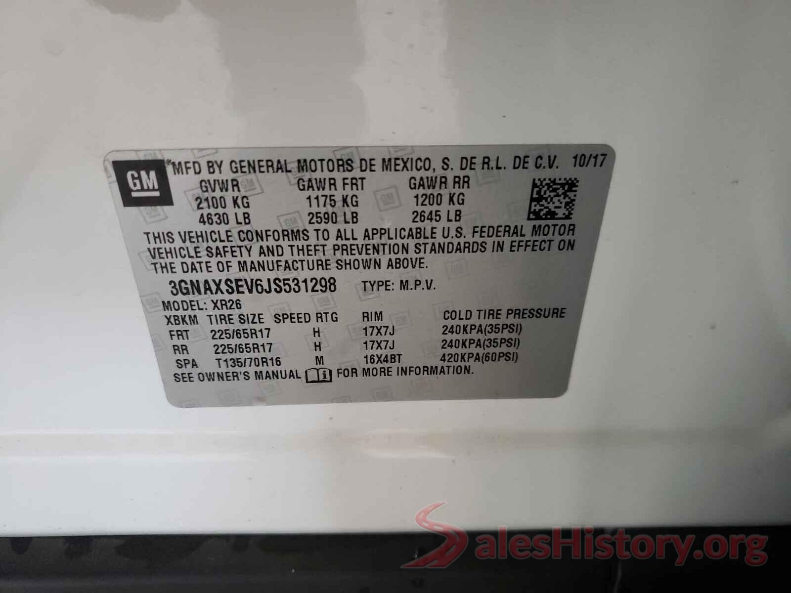 3GNAXSEV6JS531298 2018 CHEVROLET EQUINOX