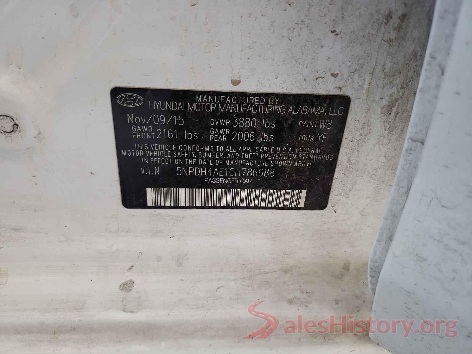 5NPDH4AE1GH786688 2016 HYUNDAI ELANTRA