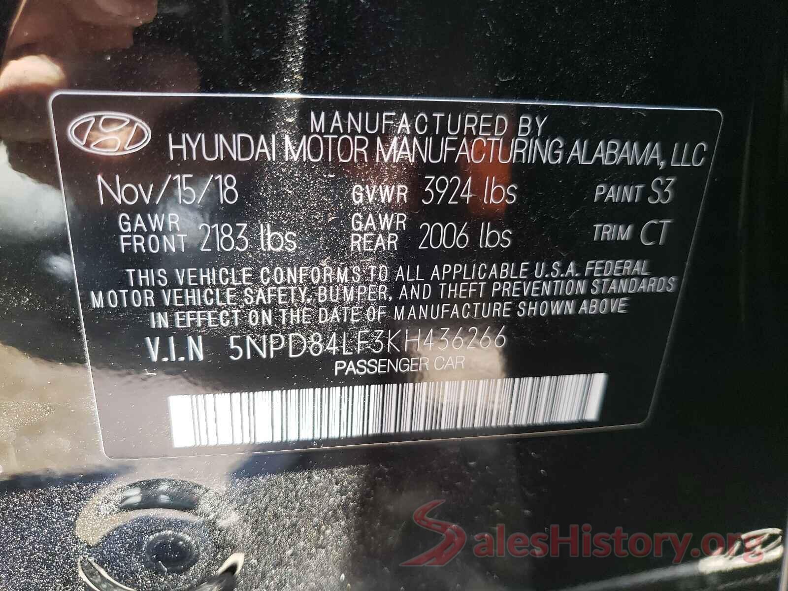 5NPD84LF3KH436266 2019 HYUNDAI ELANTRA