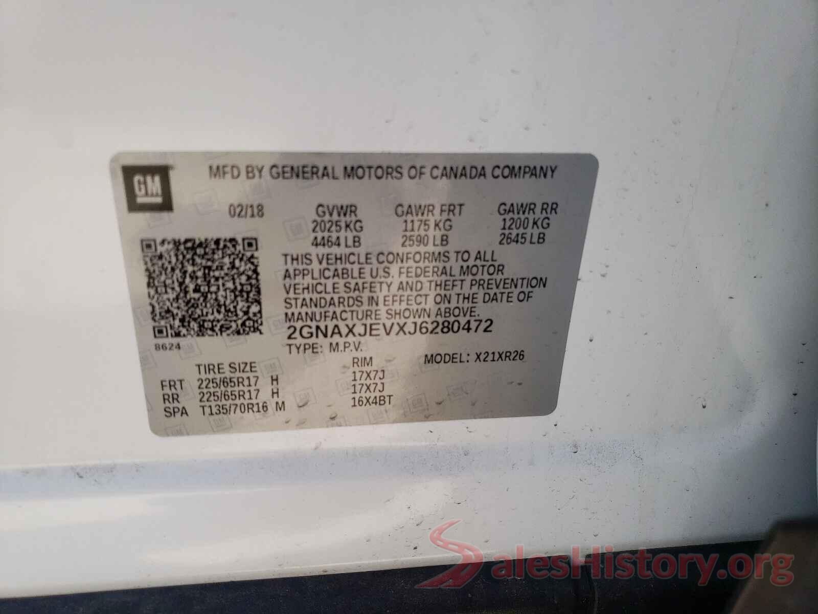 2GNAXJEVXJ6280472 2018 CHEVROLET EQUINOX