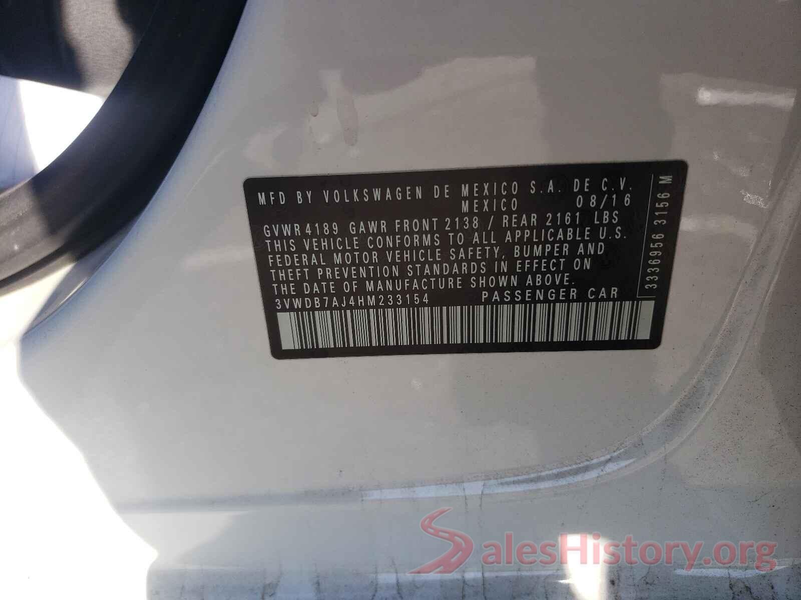 3VWDB7AJ4HM233154 2017 VOLKSWAGEN JETTA