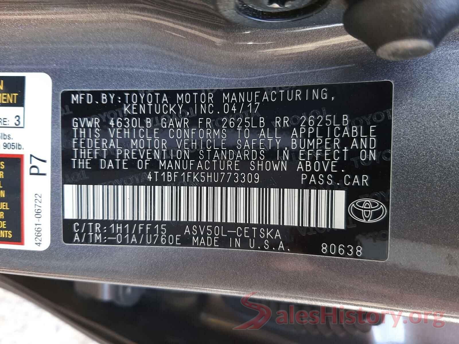 4T1BF1FK5HU773309 2017 TOYOTA CAMRY