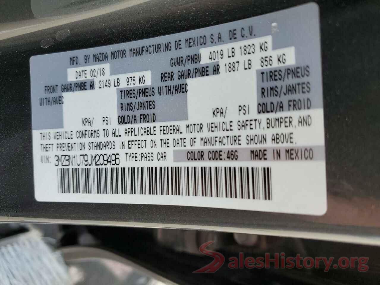 3MZBN1U79JM209496 2018 MAZDA 3