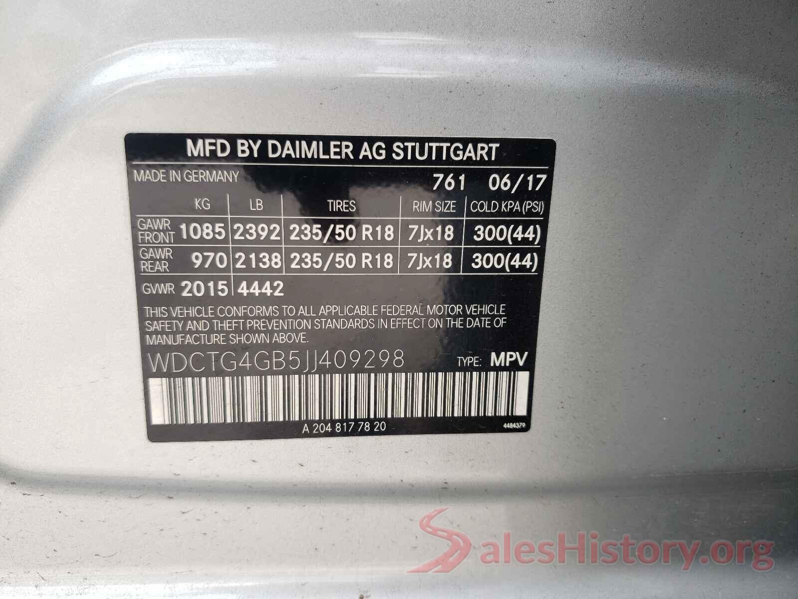 WDCTG4GB5JJ409298 2018 MERCEDES-BENZ G CLASS