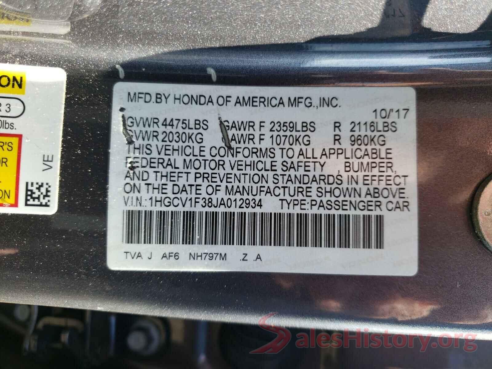 1HGCV1F38JA012934 2018 HONDA ACCORD