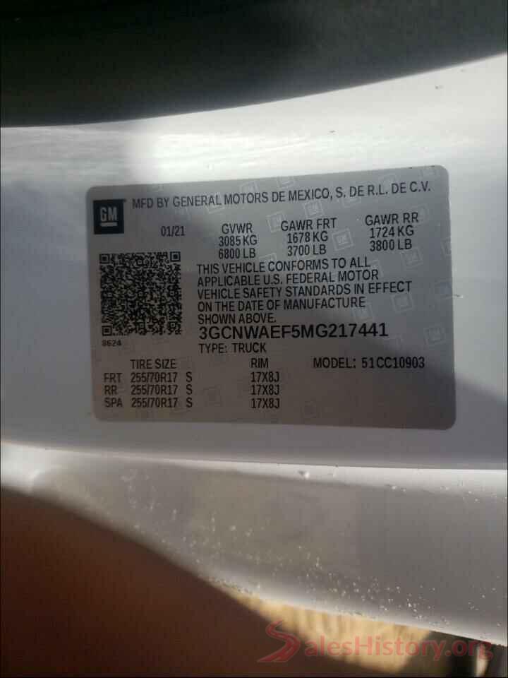 3GCNWAEF5MG217441 2021 CHEVROLET SILVERADO