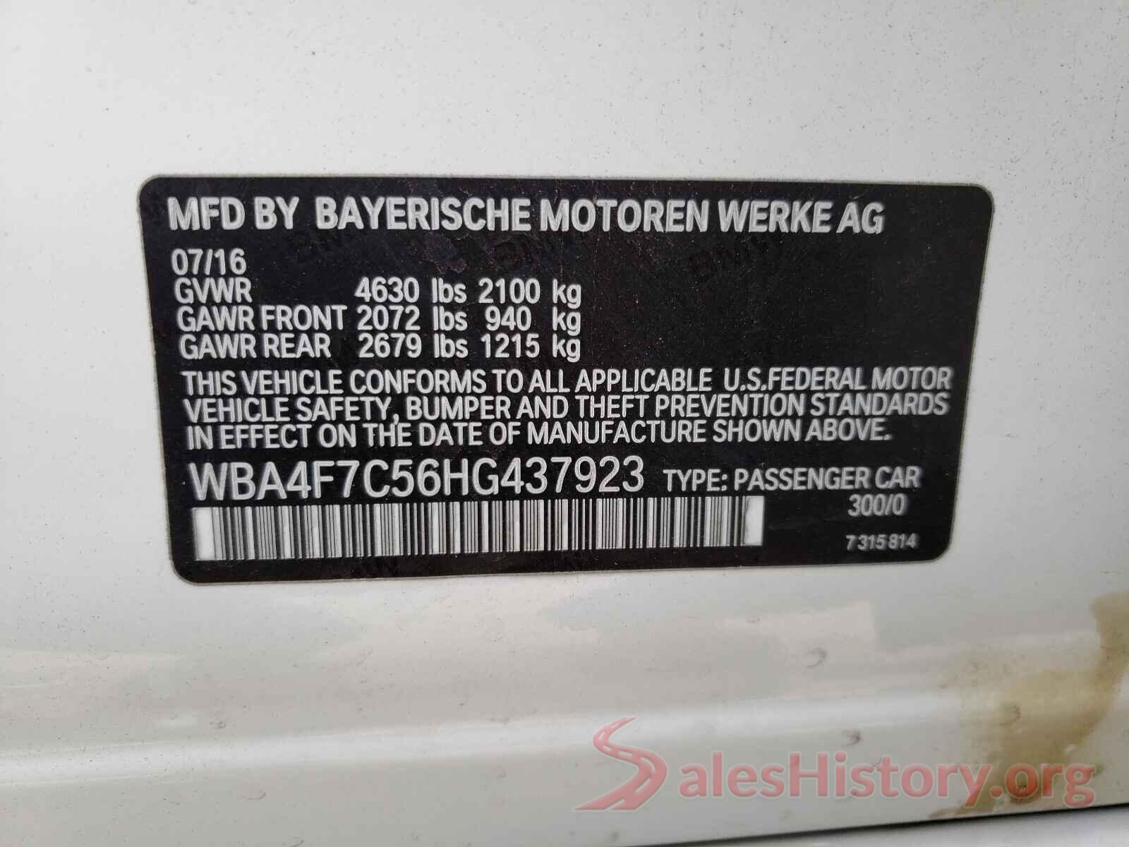 WBA4F7C56HG437923 2017 BMW 4 SERIES