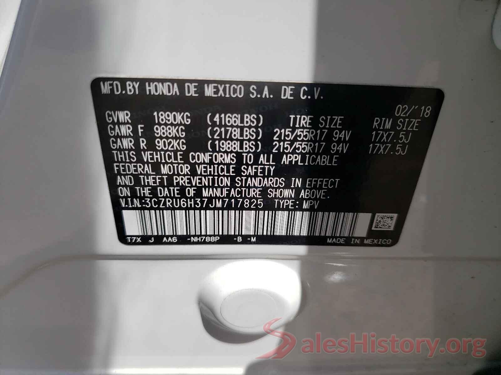 3CZRU6H37JM717825 2018 HONDA HR-V