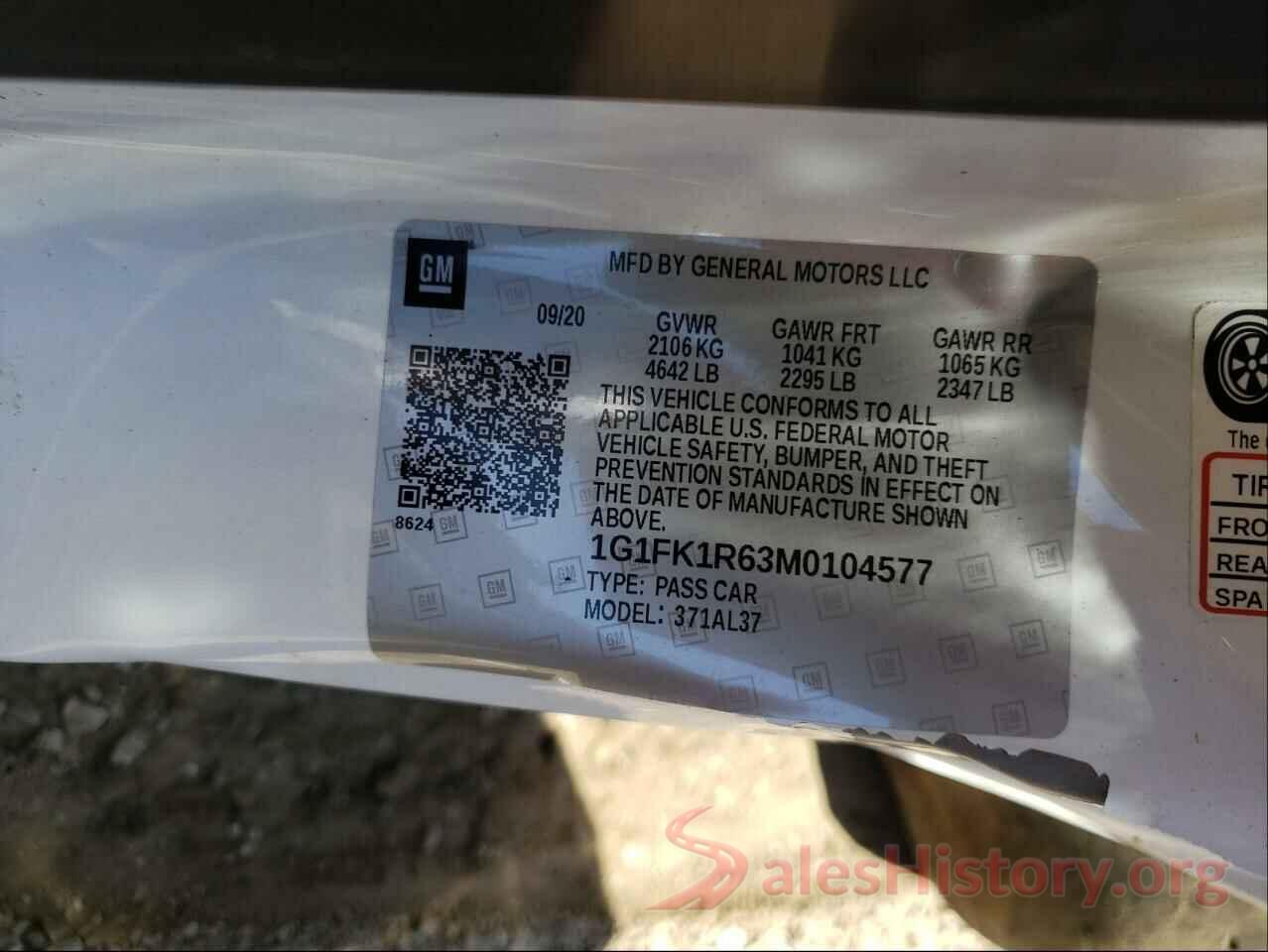 1G1FK1R63M0104577 2021 CHEVROLET CAMARO