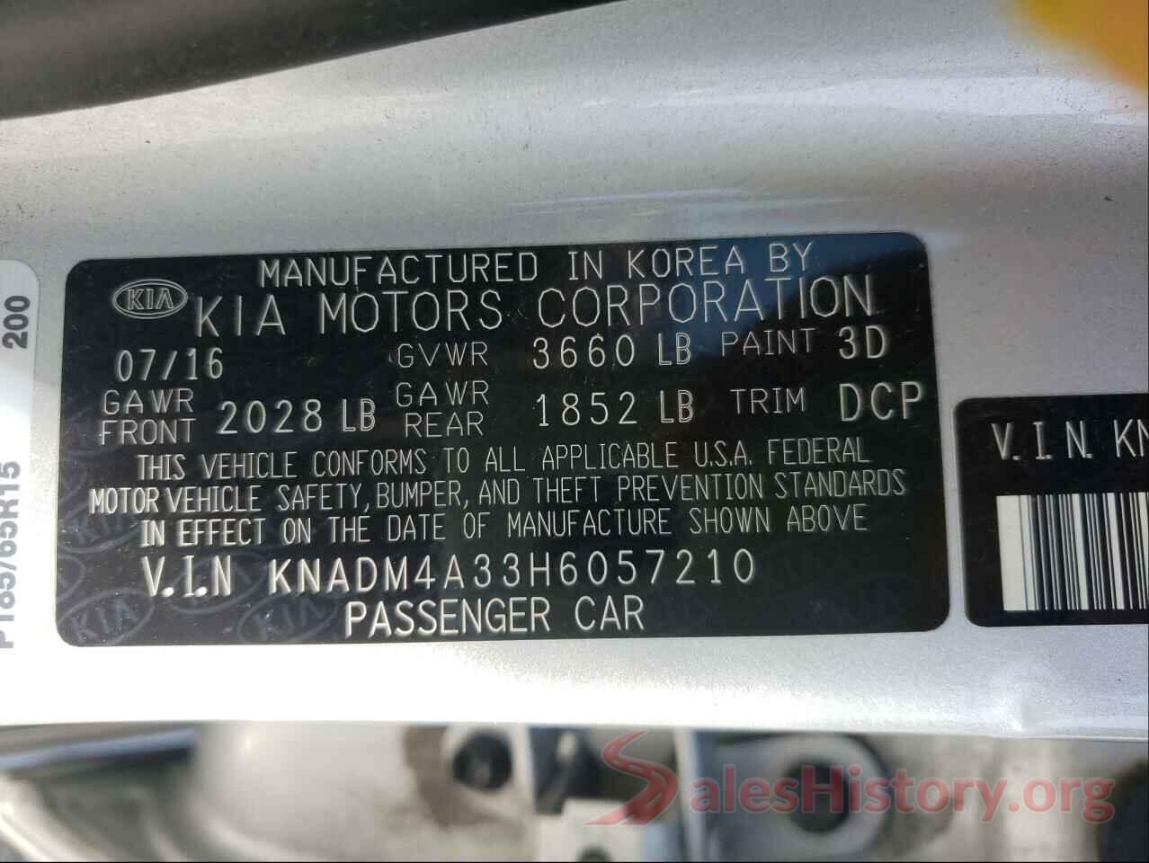 KNADM4A33H6057210 2017 KIA RIO