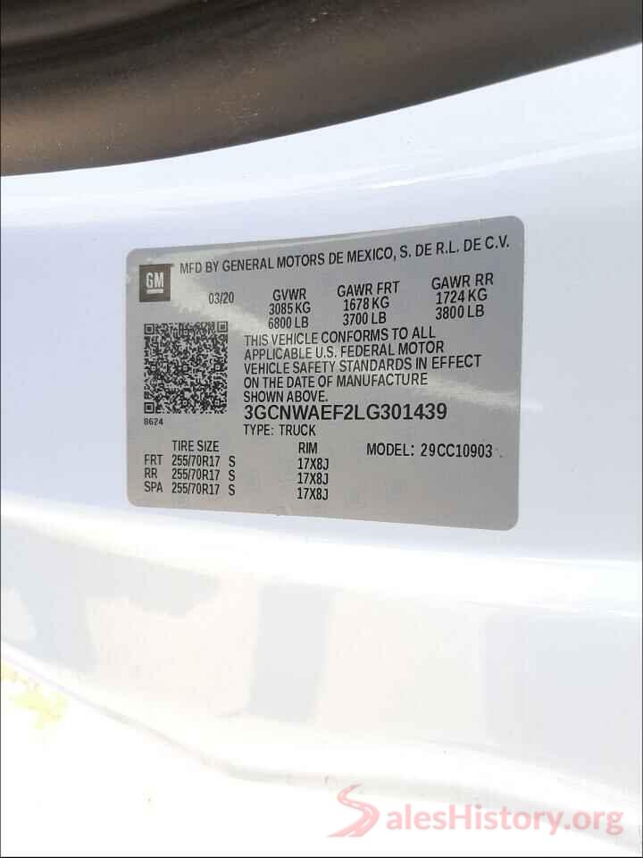 3GCNWAEF2LG301439 2020 CHEVROLET SILVERADO