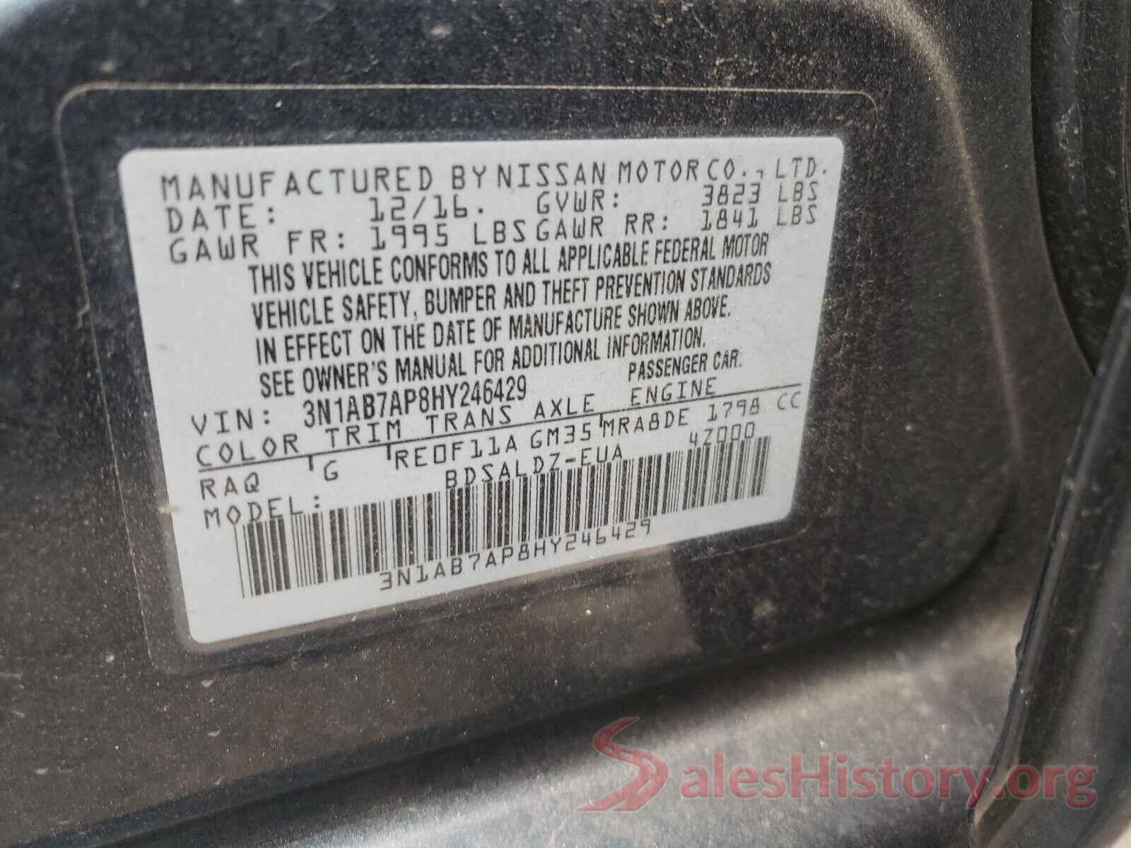 3N1AB7AP8HY246429 2017 NISSAN SENTRA