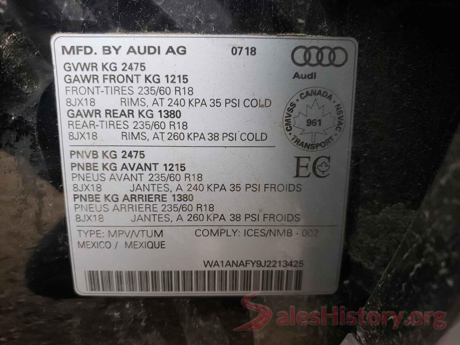 WA1ANAFY9J2213425 2018 AUDI Q5