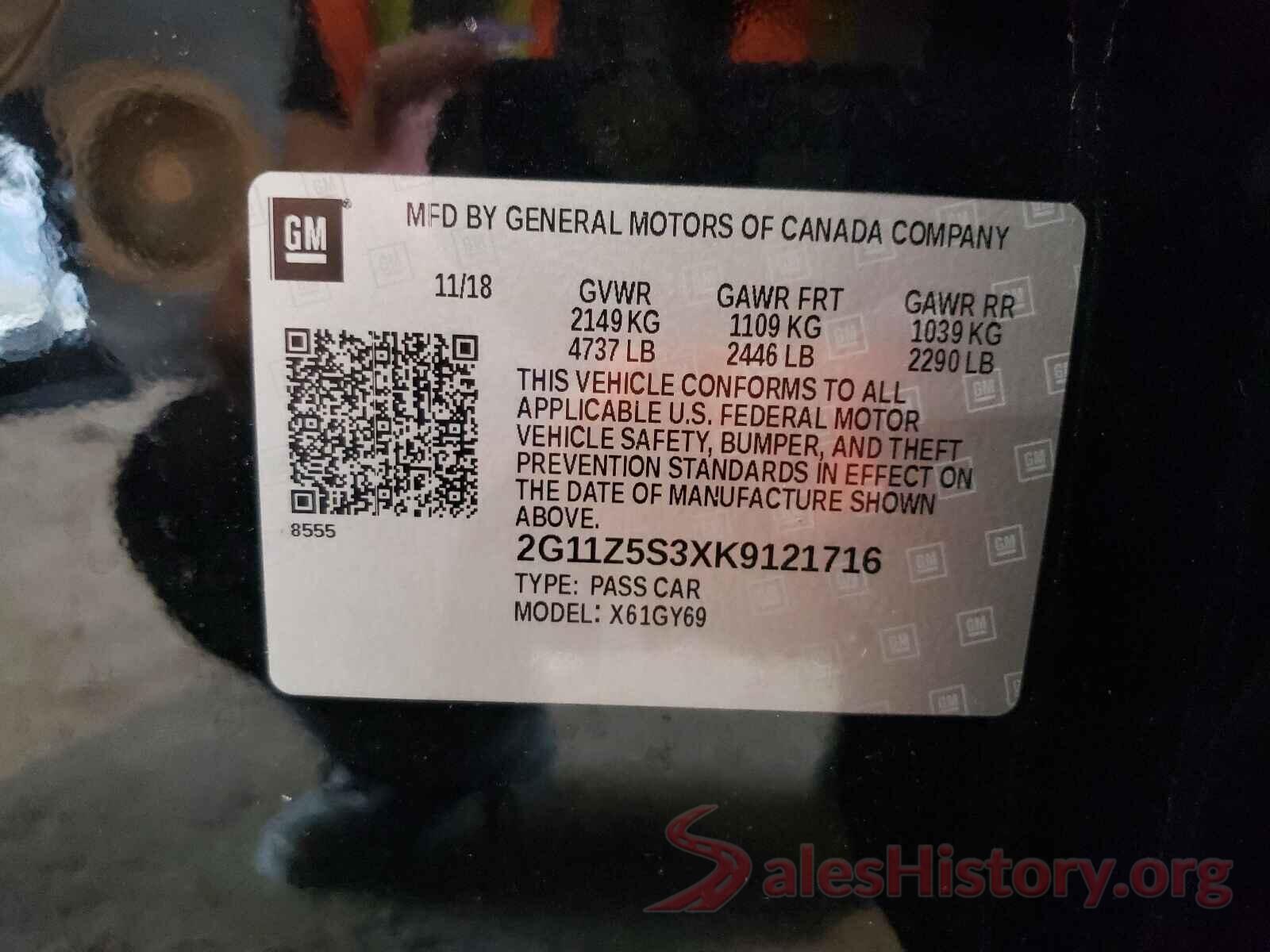 2G11Z5S3XK9121716 2019 CHEVROLET IMPALA