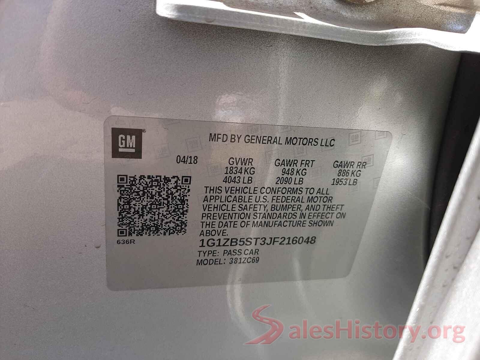 1G1ZB5ST3JF216048 2018 CHEVROLET MALIBU