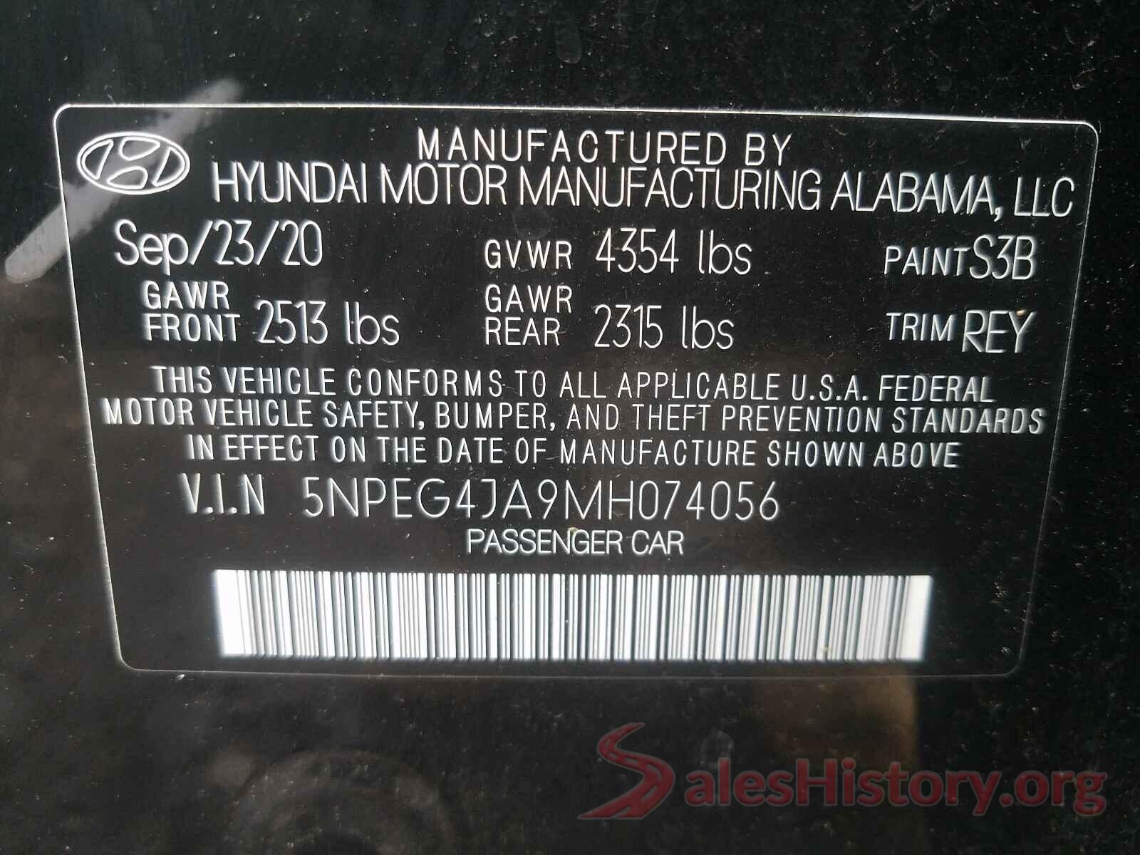 5NPEG4JA9MH074056 2021 HYUNDAI SONATA