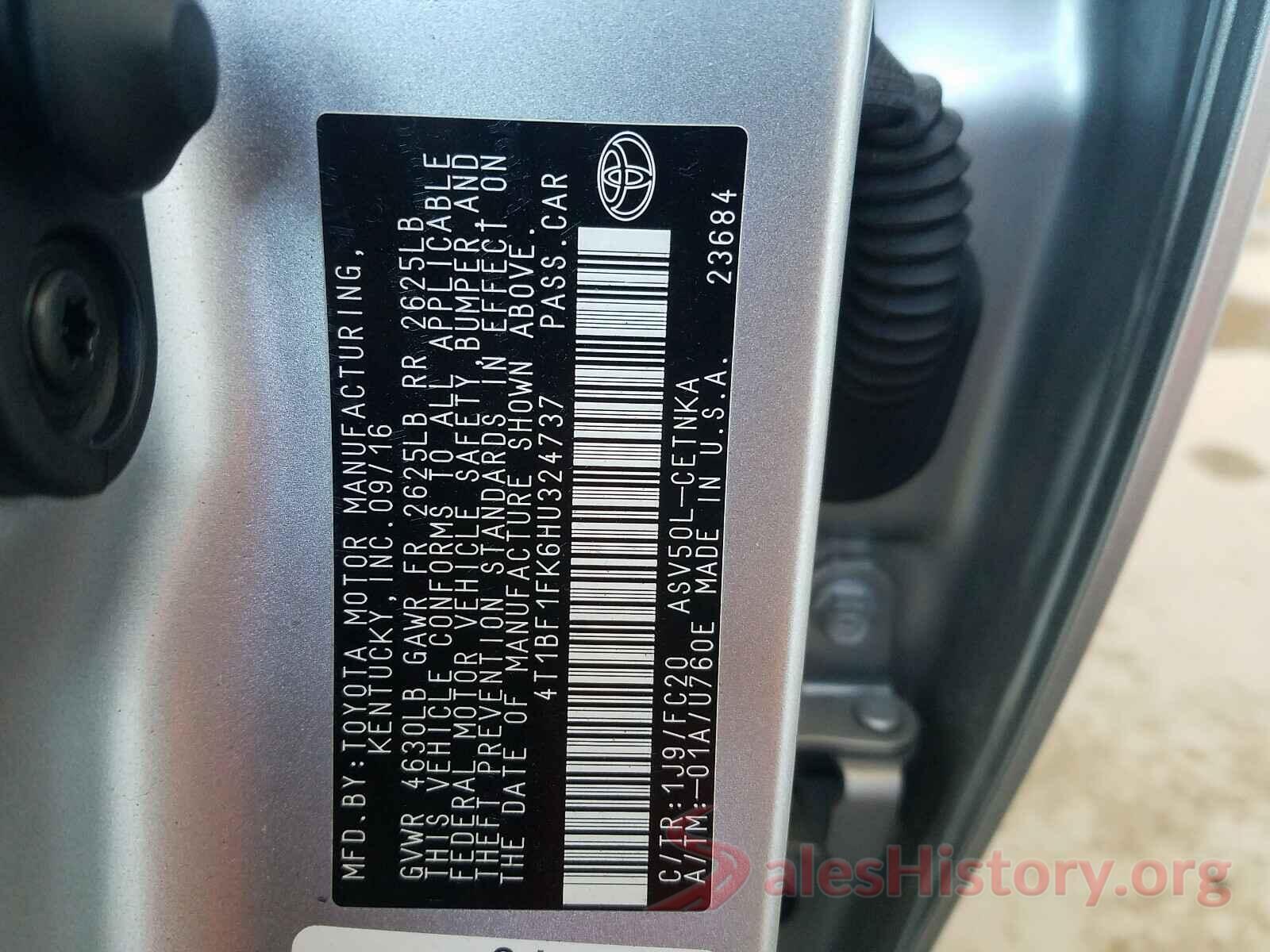 4T1BF1FK6HU324737 2017 TOYOTA CAMRY