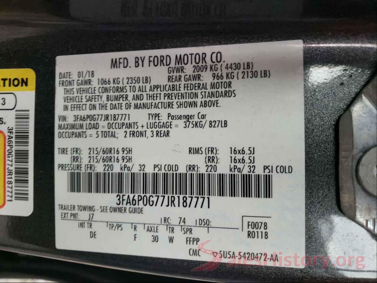 3FA6P0G77JR187771 2018 FORD FUSION