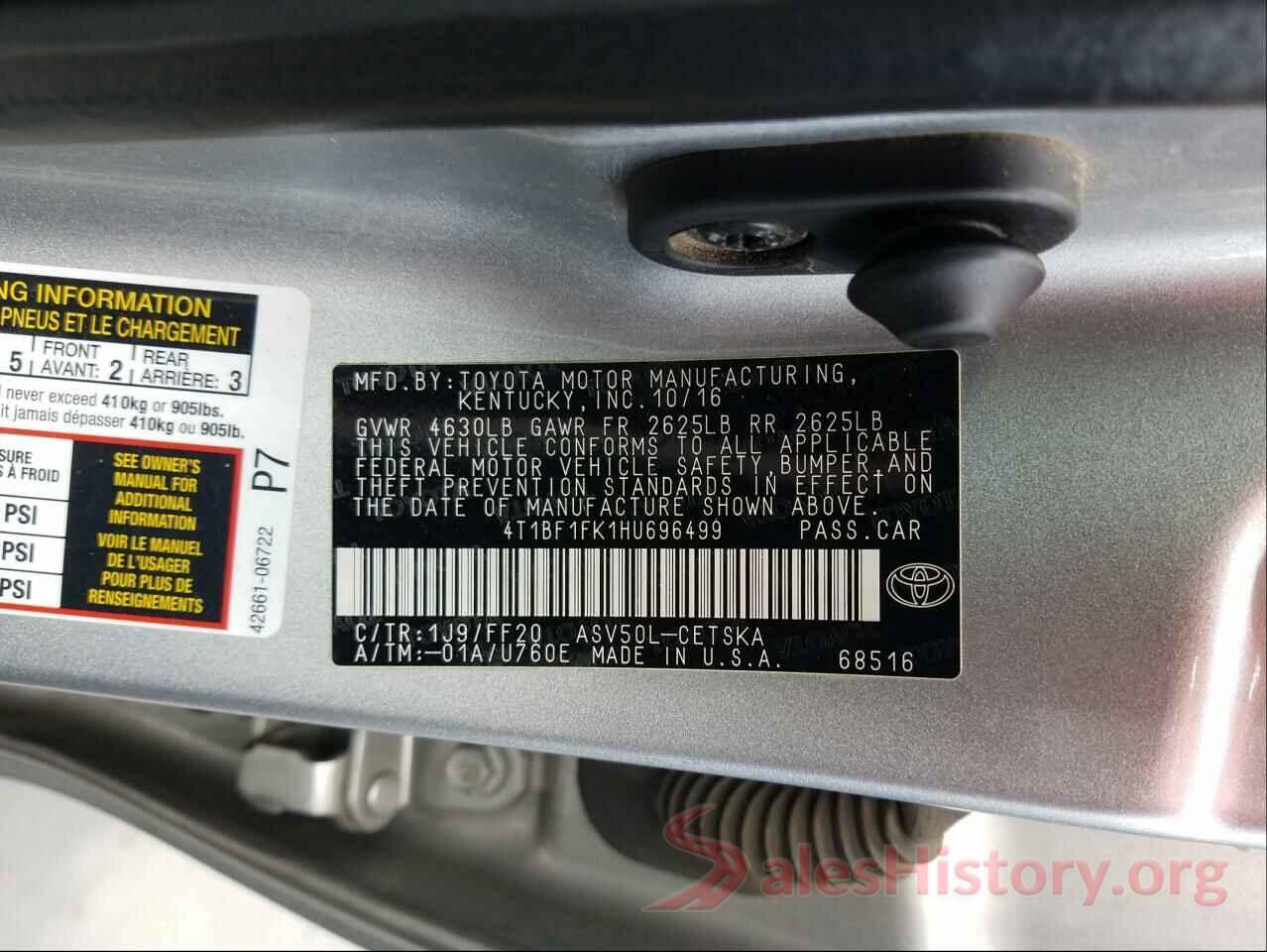 4T1BF1FK1HU696499 2017 TOYOTA CAMRY