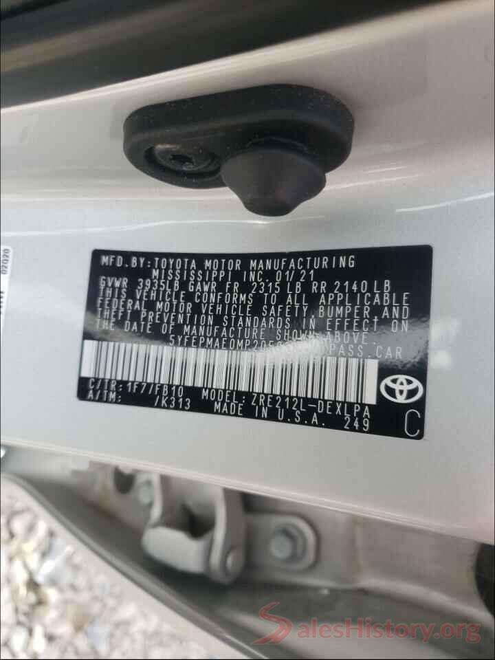 5YFEPMAE0MP205638 2021 TOYOTA COROLLA