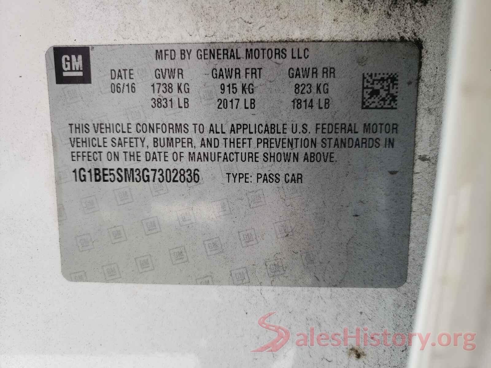 1G1BE5SM3G7302836 2016 CHEVROLET CRUZE