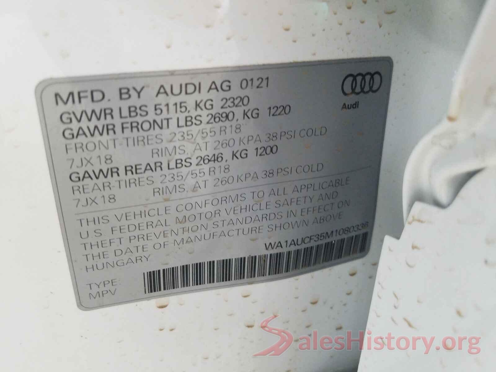 WA1AUCF35M1080336 2021 AUDI Q3