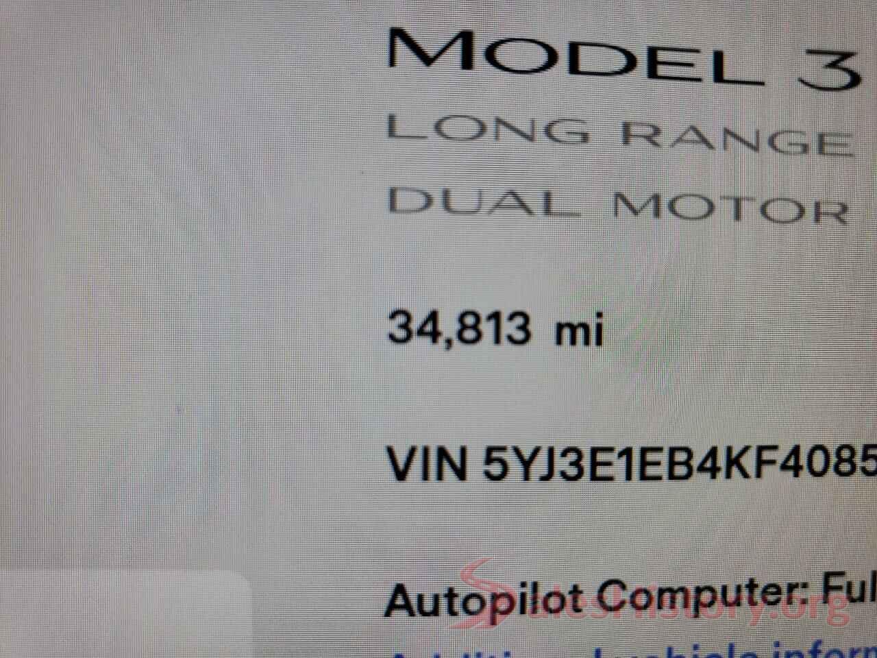 5YJ3E1EB4KF408570 2019 TESLA MODEL 3