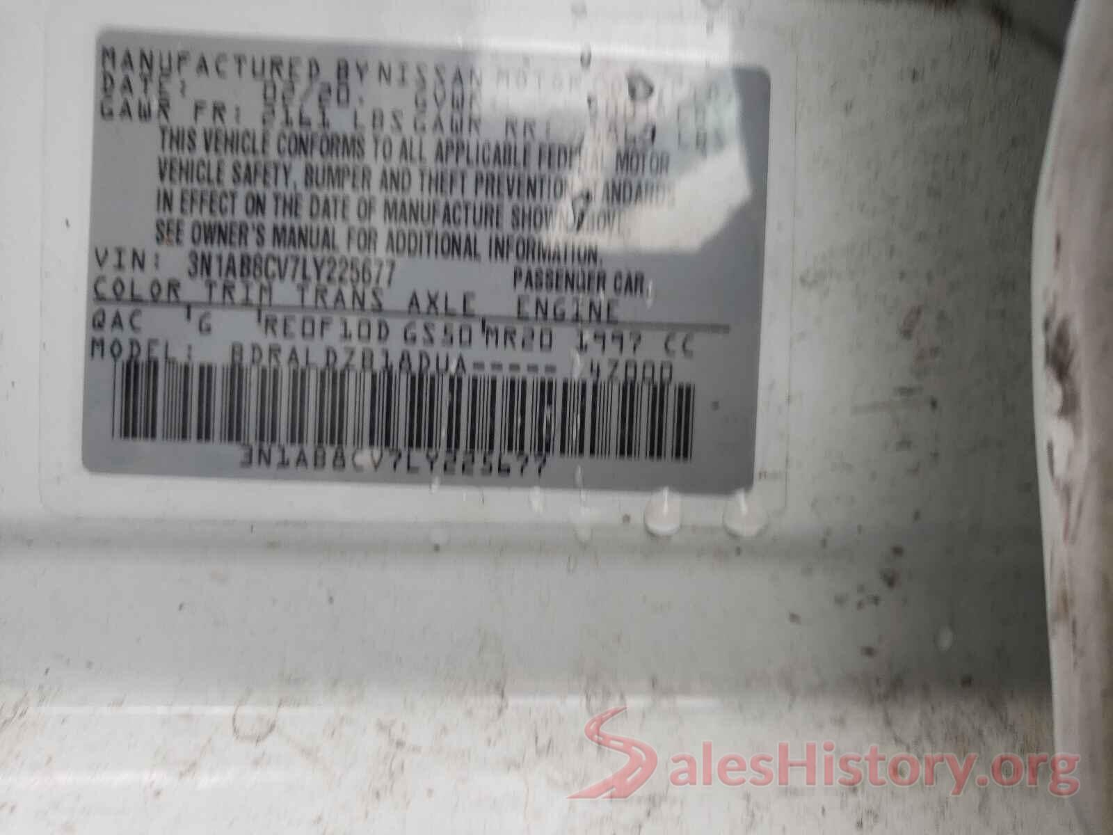 3N1AB8CV7LY225677 2020 NISSAN SENTRA