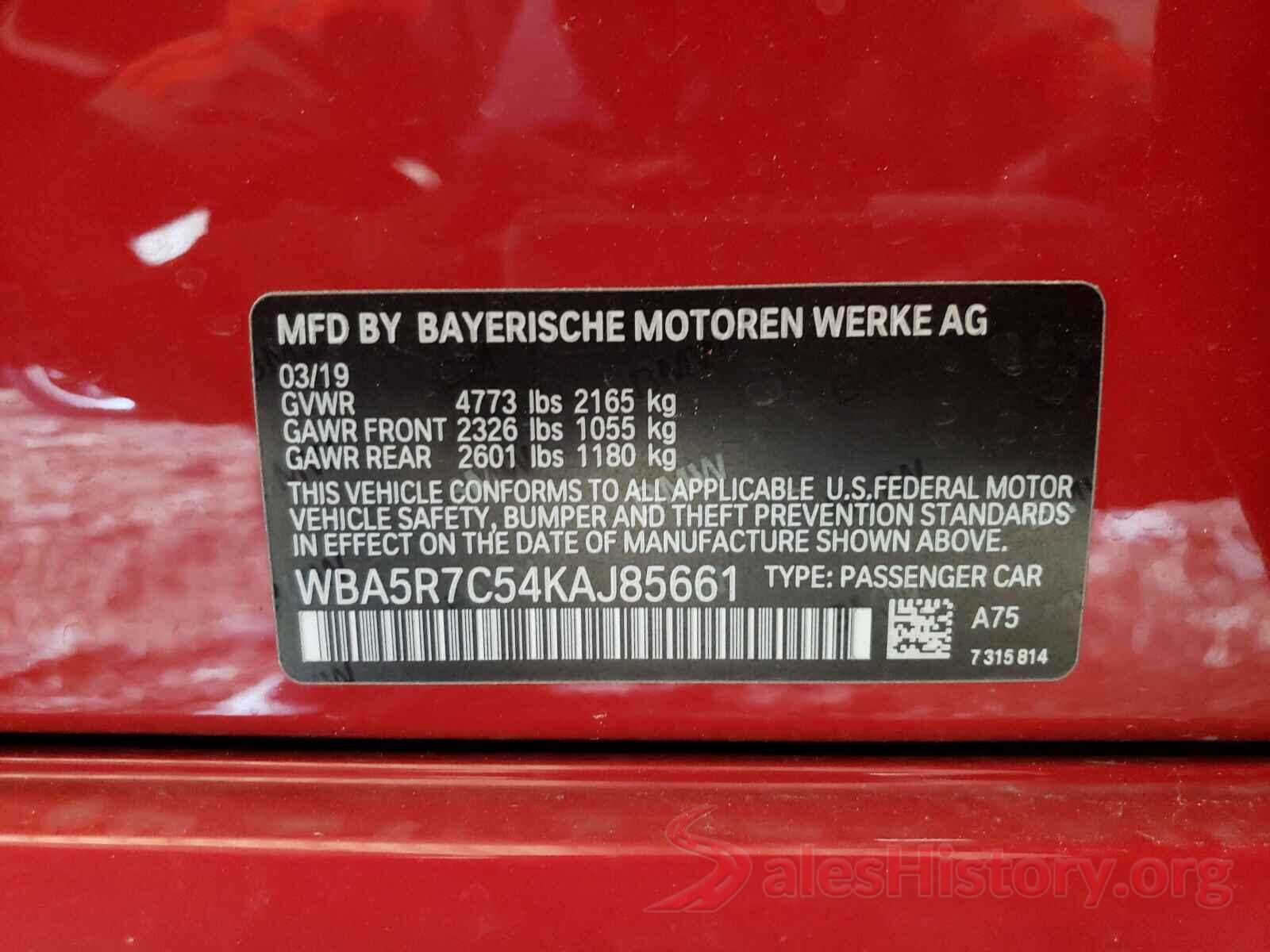 WBA5R7C54KAJ85661 2019 BMW 3 SERIES