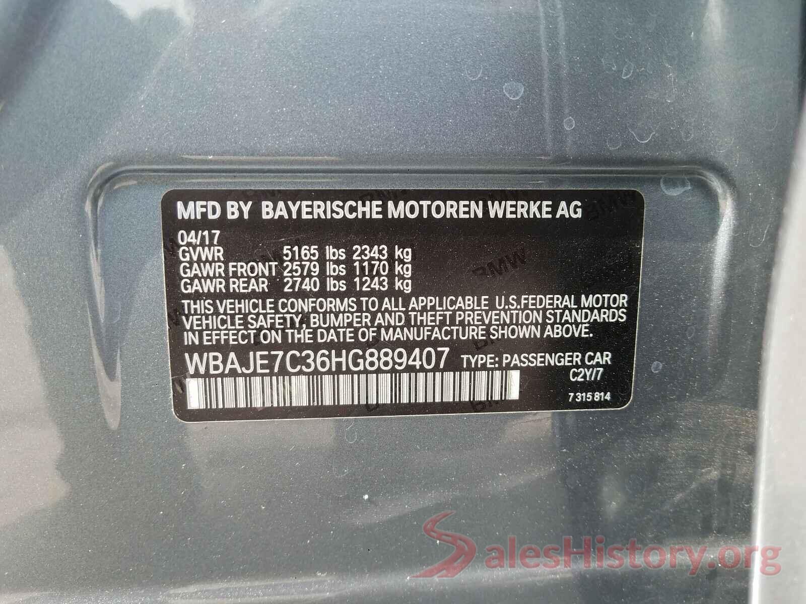 WBAJE7C36HG889407 2017 BMW 5 SERIES