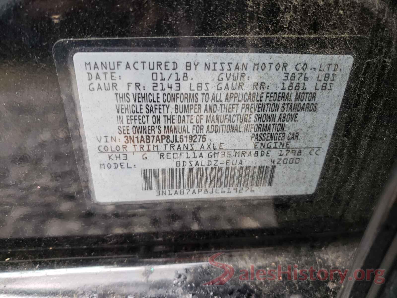 3N1AB7AP8JL619276 2018 NISSAN SENTRA