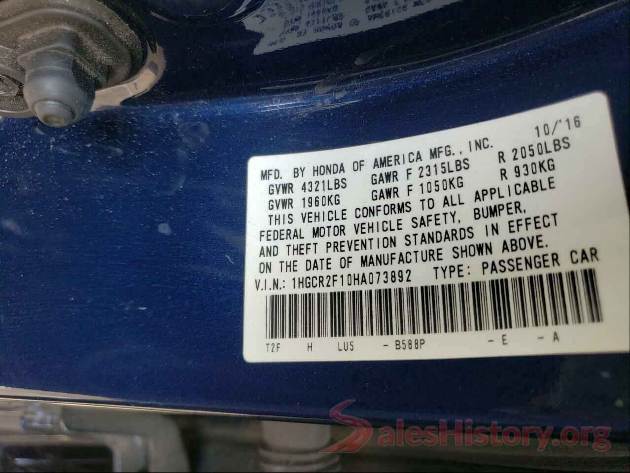 1HGCR2F10HA073892 2017 HONDA ACCORD