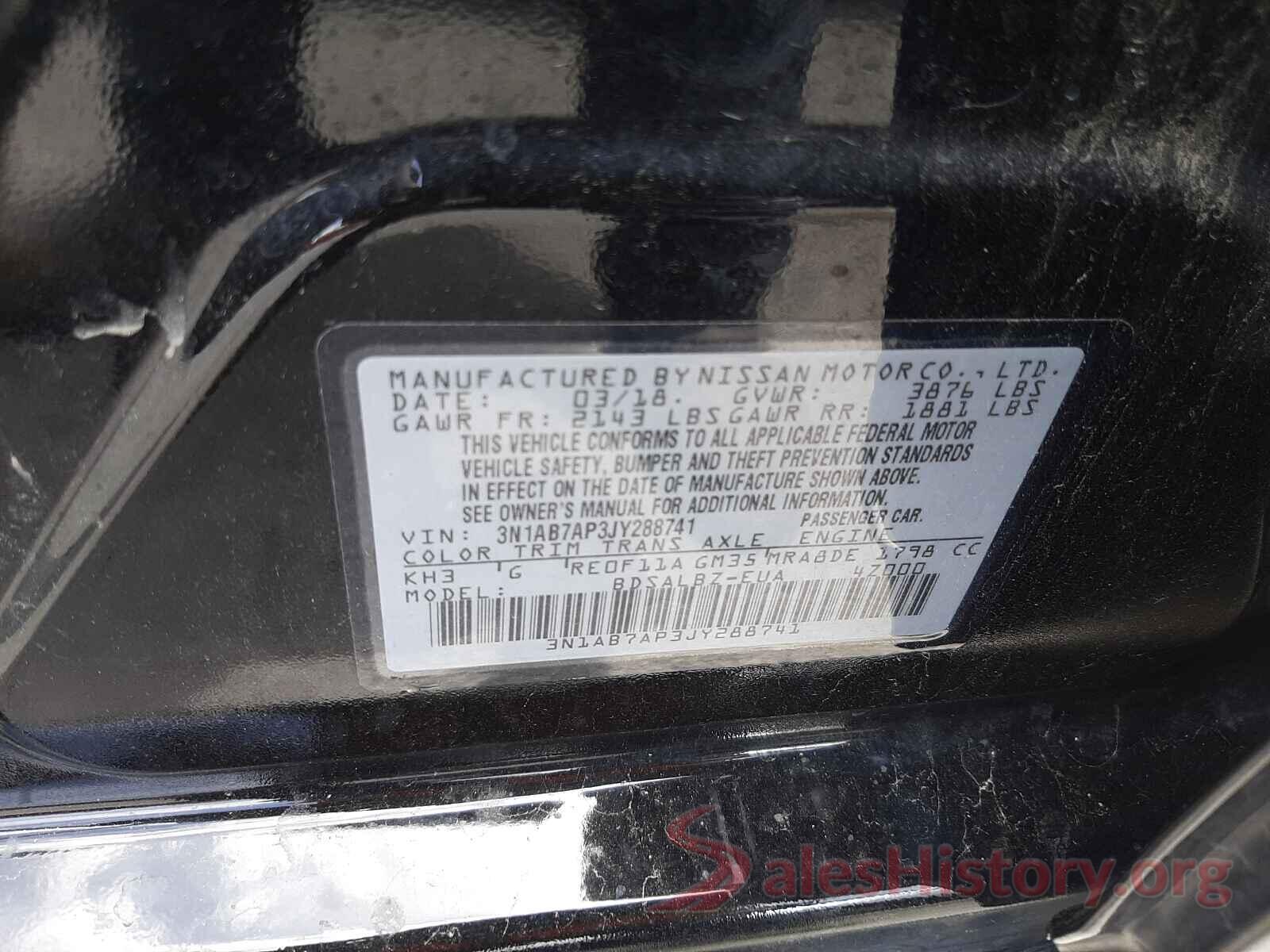 3N1AB7AP3JY288741 2018 NISSAN SENTRA