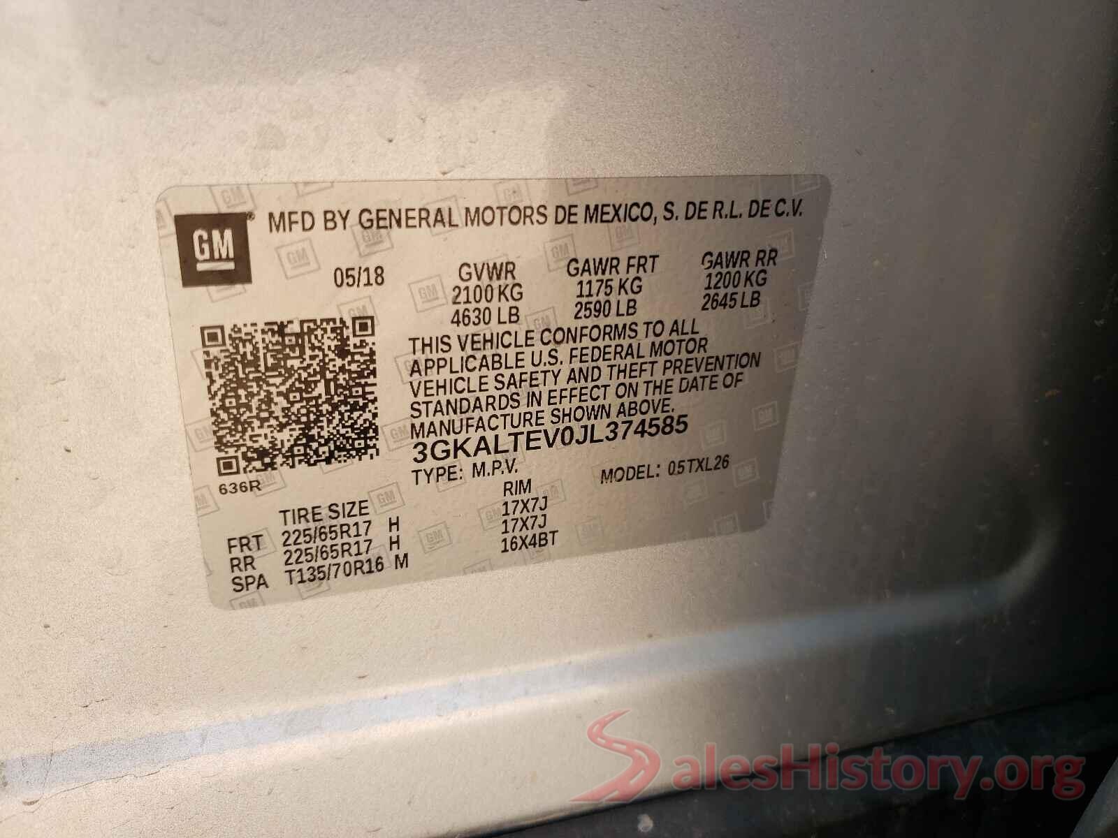 3GKALTEV0JL374585 2018 GMC TERRAIN