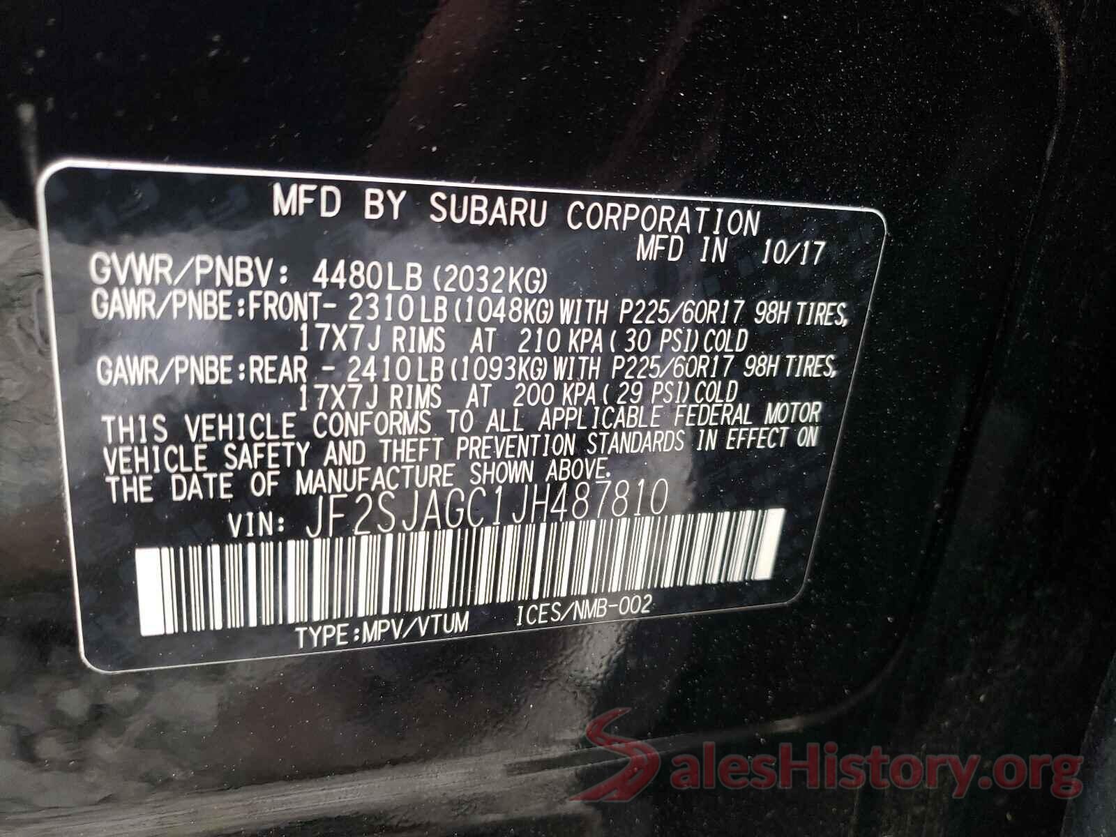 JF2SJAGC1JH487810 2018 SUBARU FORESTER