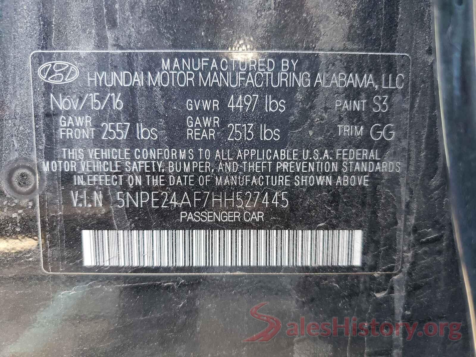 5NPE24AF7HH527445 2017 HYUNDAI SONATA