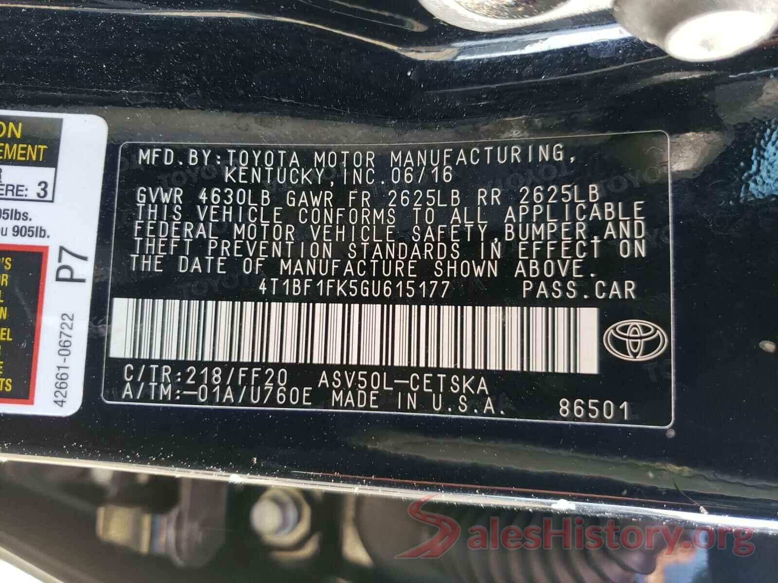 4T1BF1FK5GU615177 2016 TOYOTA CAMRY