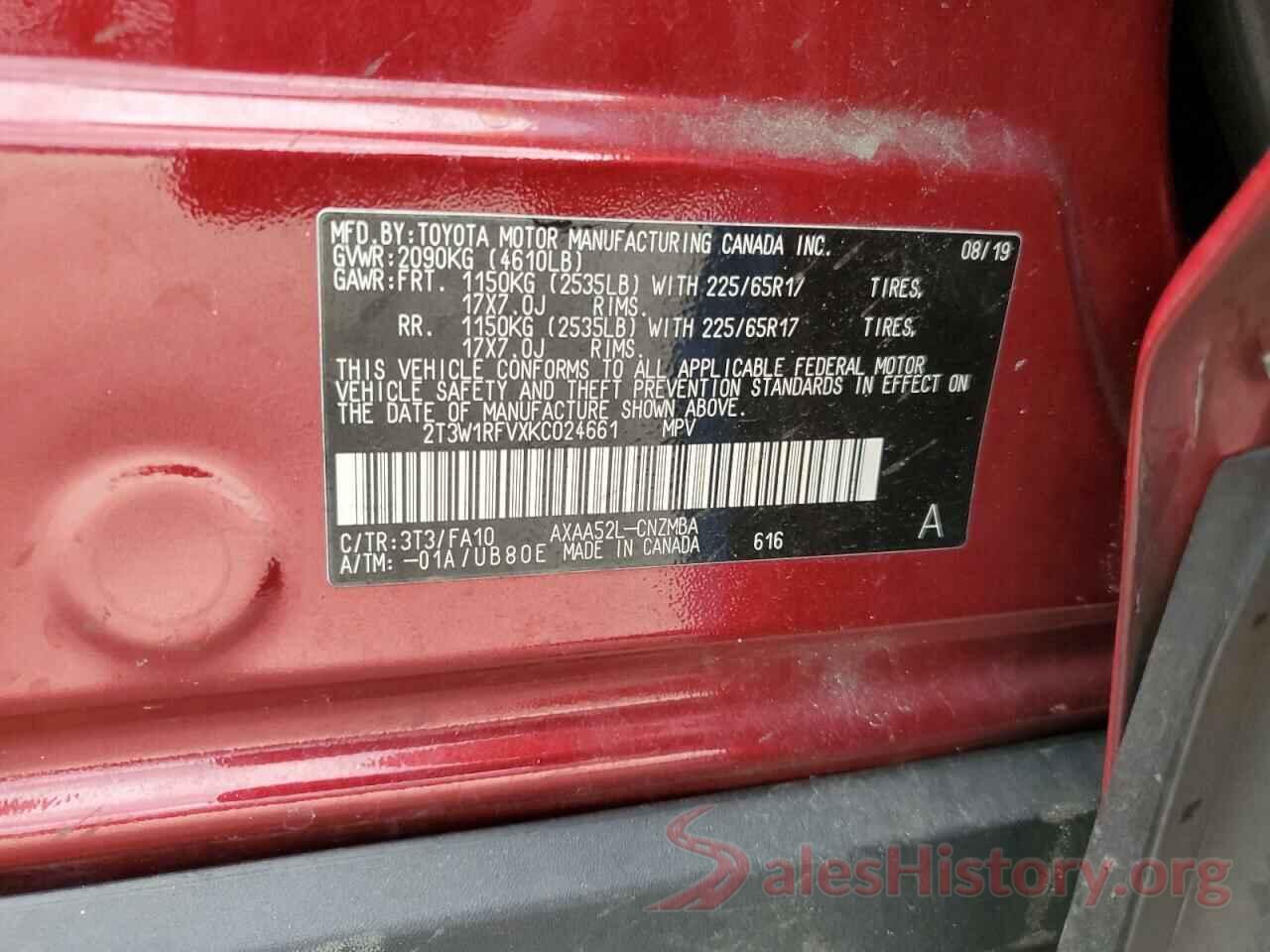 2T3W1RFVXKC024661 2019 TOYOTA RAV4