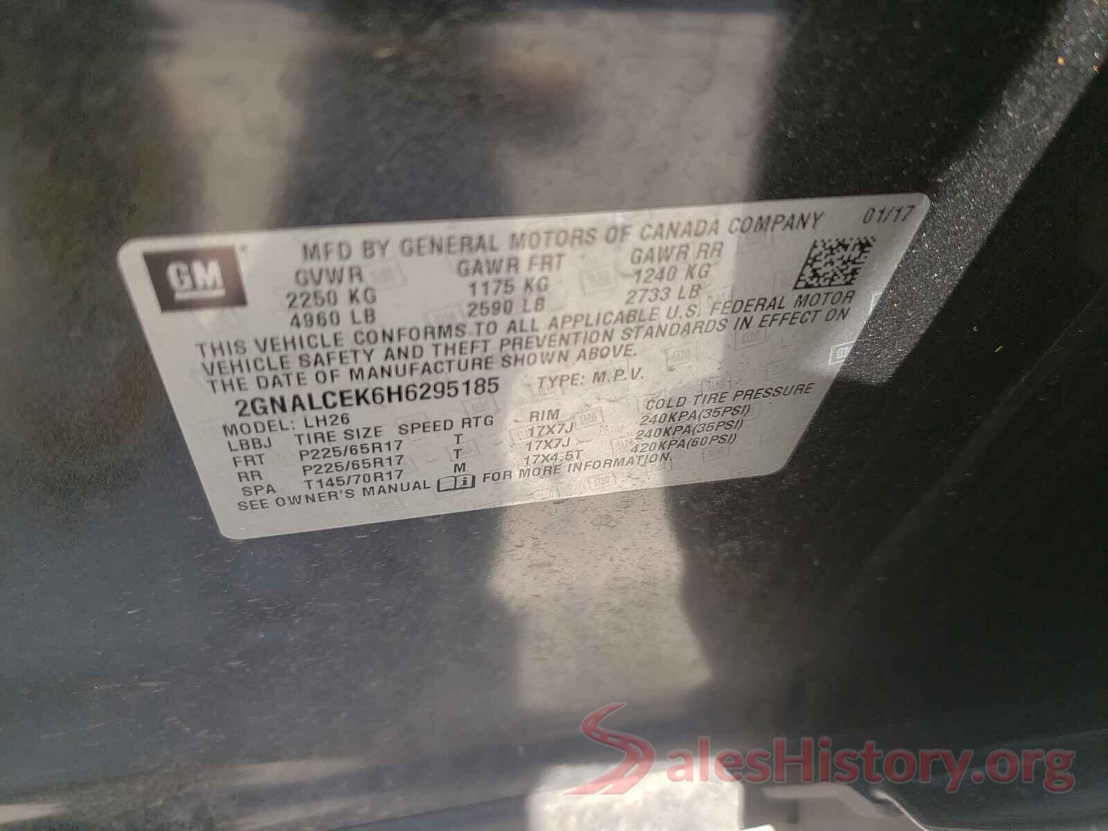 2GNALCEK6H6295185 2017 CHEVROLET EQUINOX