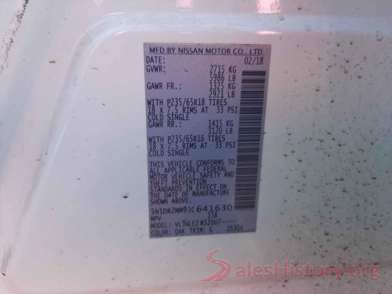 5N1DR2MM9JC641630 2018 NISSAN PATHFINDER