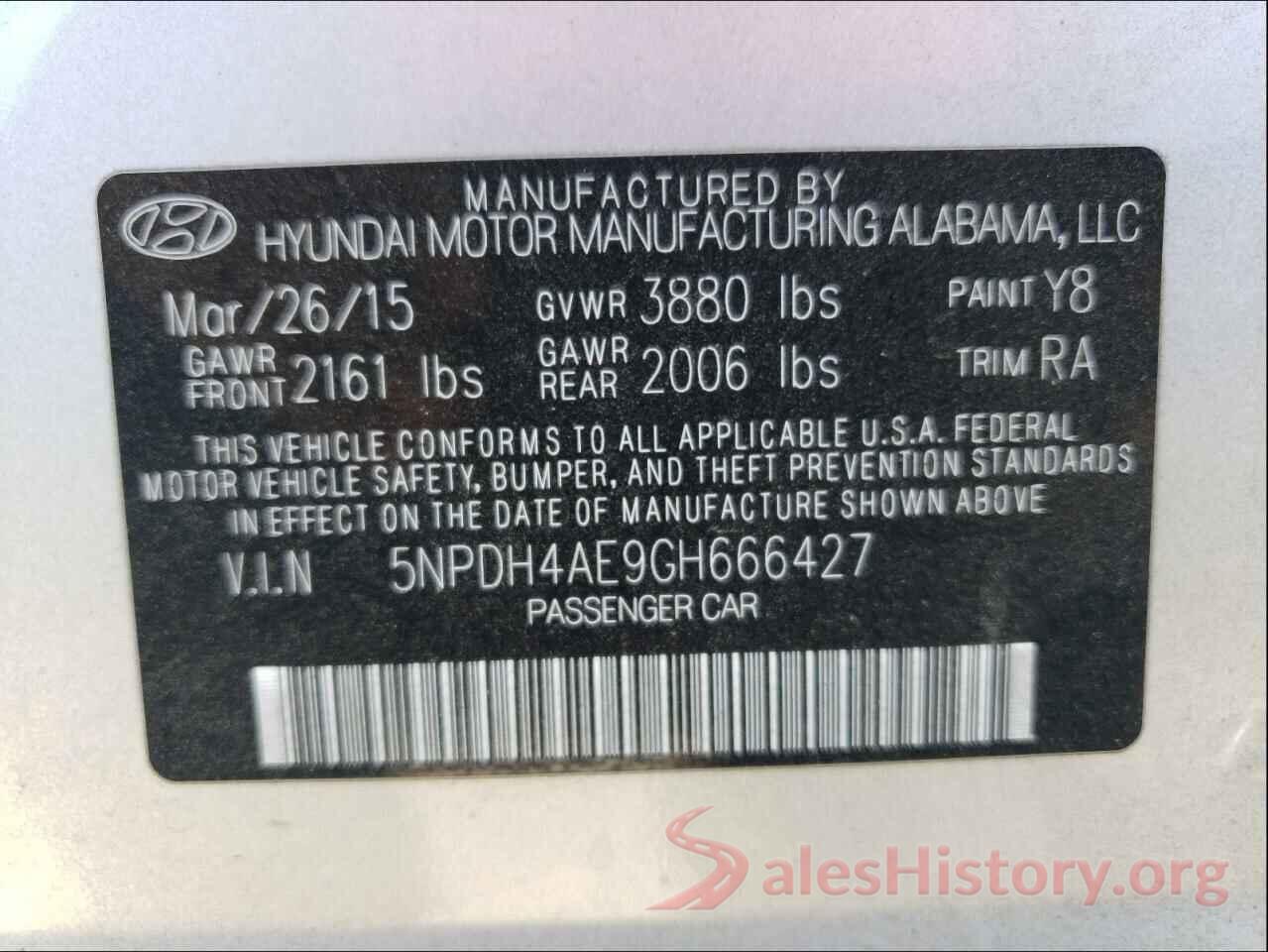 5NPDH4AE9GH666427 2016 HYUNDAI ELANTRA