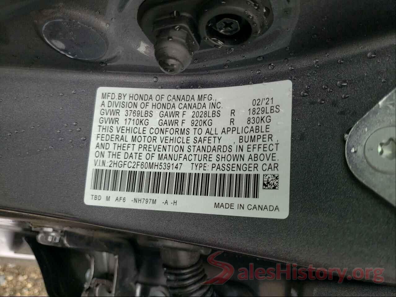 2HGFC2F60MH539147 2021 HONDA CIVIC