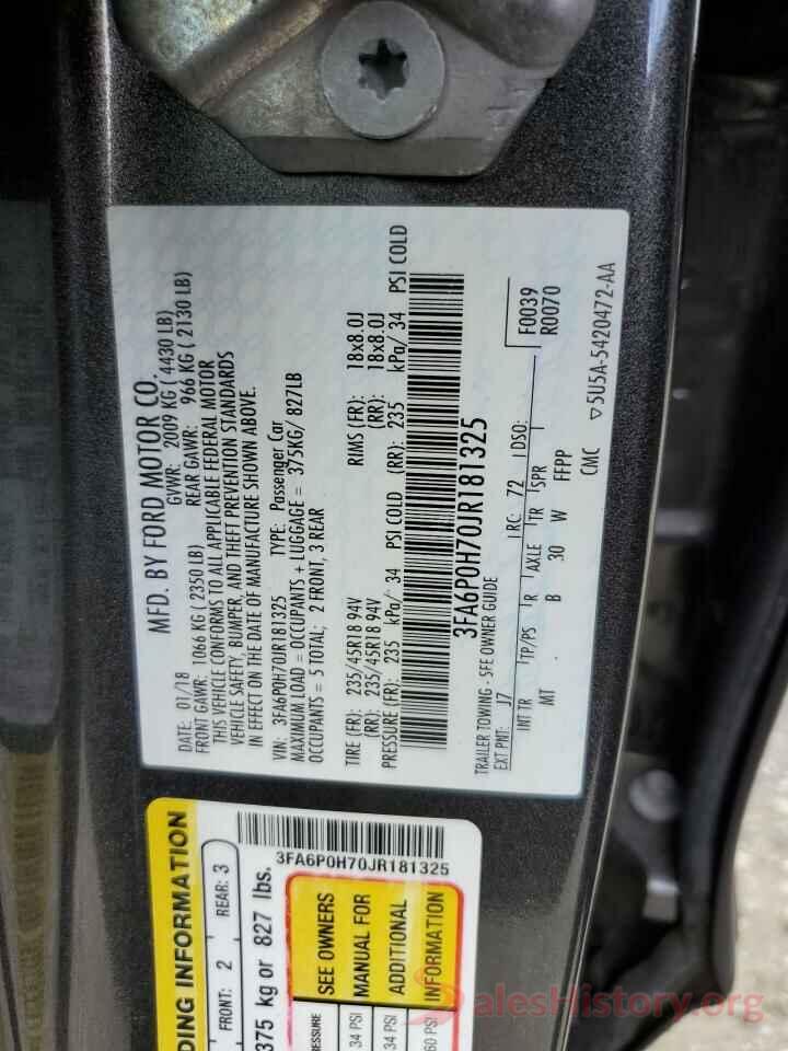 3FA6P0H70JR181325 2018 FORD FUSION