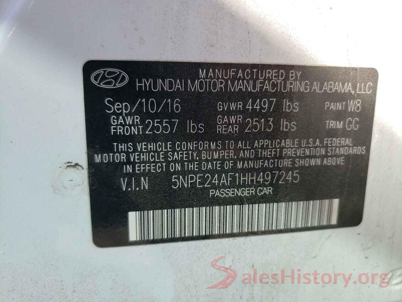 5NPE24AF1HH497245 2017 HYUNDAI SONATA