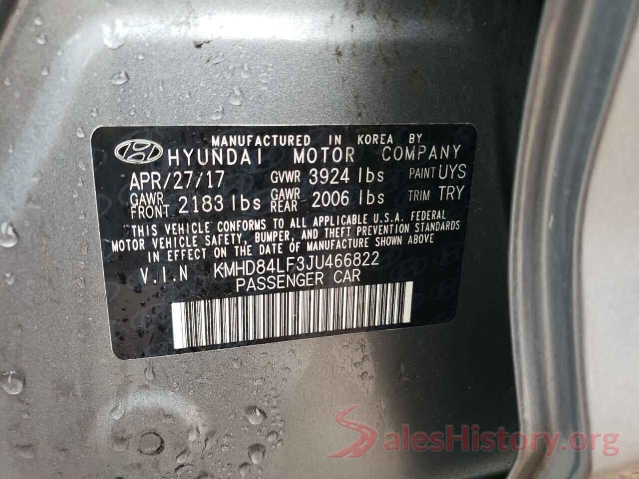 KMHD84LF3JU466822 2018 HYUNDAI ELANTRA