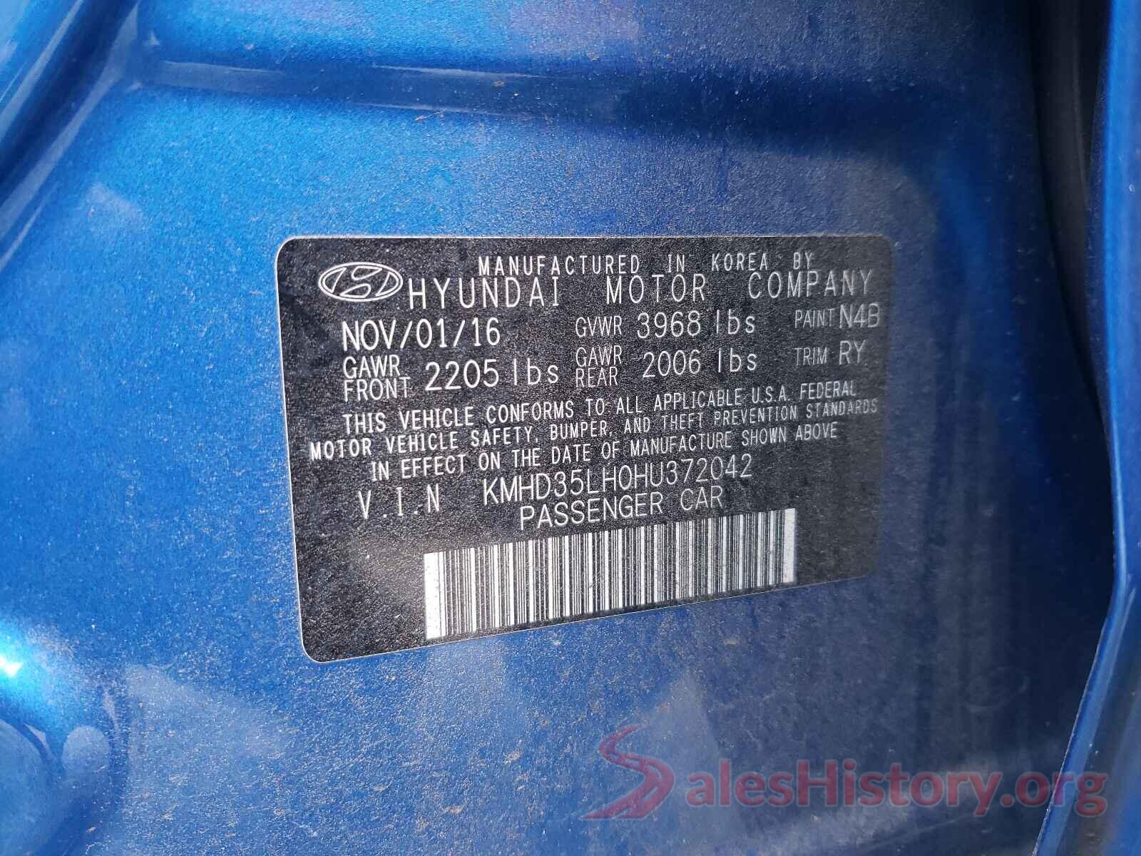 KMHD35LH0HU372042 2017 HYUNDAI ELANTRA