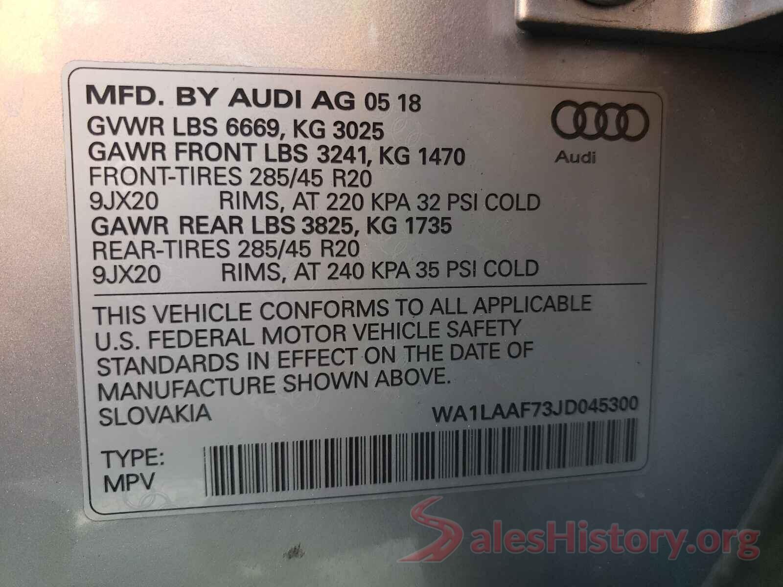 WA1LAAF73JD045300 2018 AUDI Q7