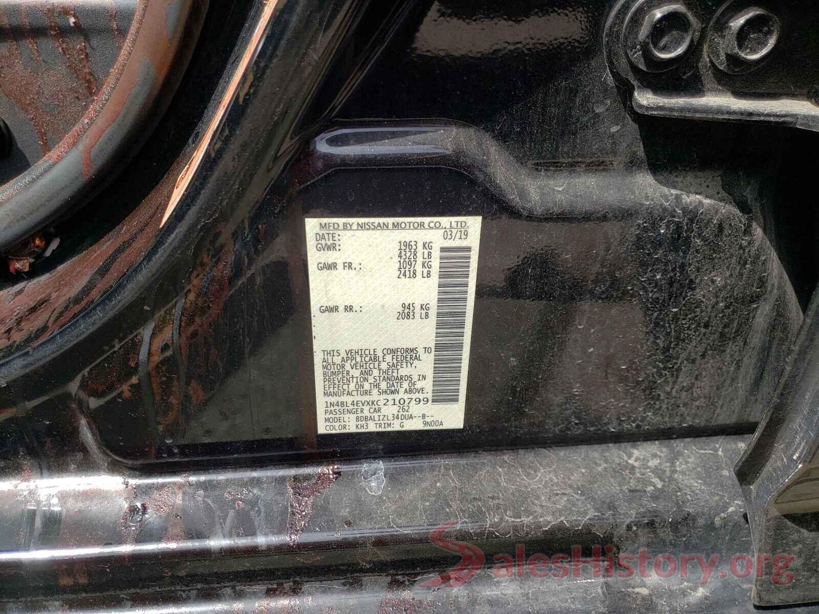 1N4BL4EVXKC210799 2019 NISSAN ALTIMA