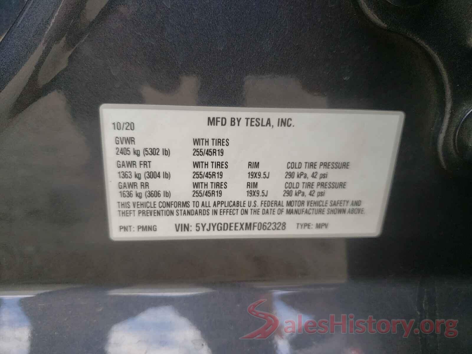 5YJYGDEEXMF062328 2021 TESLA MODEL Y