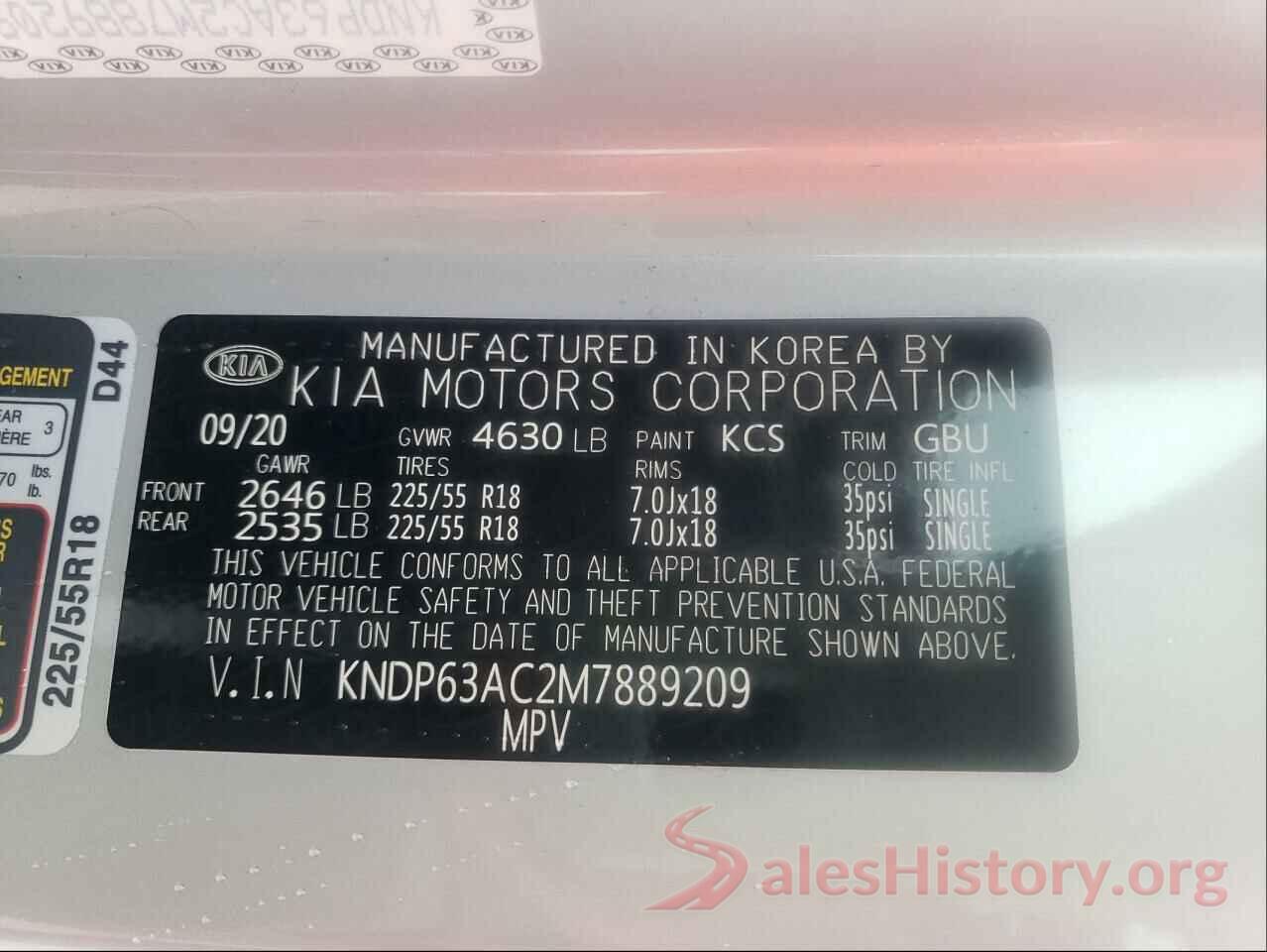 KNDP63AC2M7889209 2021 KIA SPORTAGE